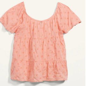 OLD NAVY - Tiered Embroidered Tie-Back Top